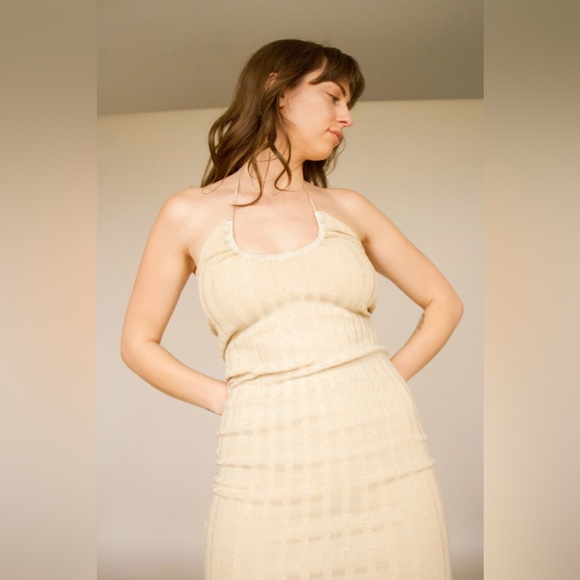 Paloma Wool Dresses & Skirts - Paloma Wool Jenny Knit Beige Maxi Dress Small Ribbed